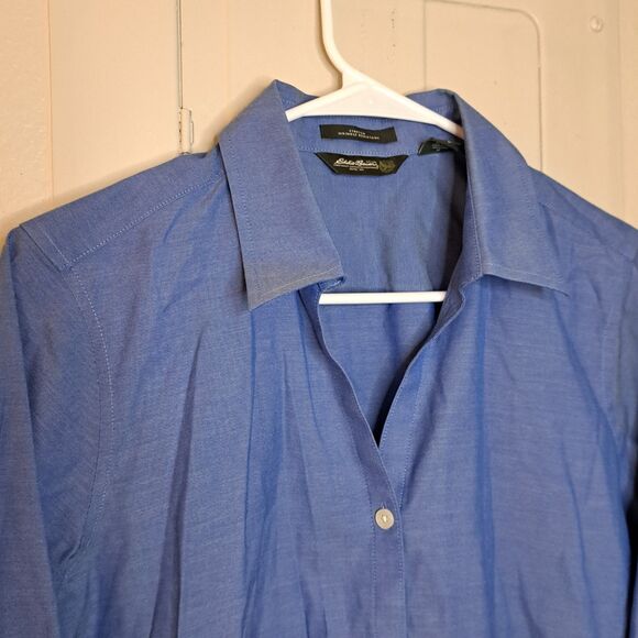 Eddie Bauer Women Shirt Blue Wrinkle Resistant Stretch Size M Button Up - Picture 5 of 10